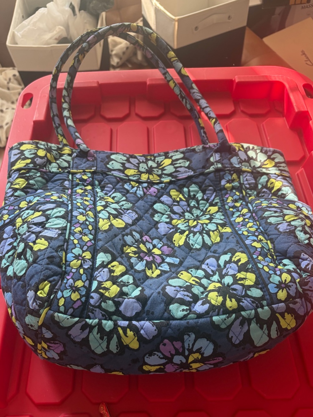 Vera Bradley Quilted Floral Tote Bag - Blue Multi
